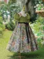 Chic / Belle Vert Cendré Impression Noeud Ceinture Anniversaire Robe Ceremonie Fille 2023 Princesse Encolure Carrée Gonflée Manches Courtes Longue