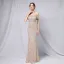 Charming Black Gold Sequins Evening Dresses 2022 Trumpet / Mermaid Off-The-Shoulder Short Sleeve Backless Floor-Length / Long Evening Party Formal Dresses