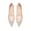 Charmant Gold Perle Pailletten Brautschuhe 2022 Leder 8 cm Stilettos Spitzschuh Hochzeit Pumps Hochhackige