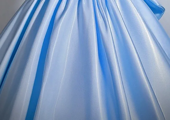 Elegant Sky Blue Satin Prom Dresses 2026 Ball Gown Strapless Sleeveless Backless Bow Floor-Length / Long Formal Dresses