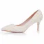 Elegante Abrikoos / Beige Parel Huwelijk Pumps Hoge Hakken 2025 7 cm Naaldhakken / Stiletto Spitse Neus Bruidsschoenen