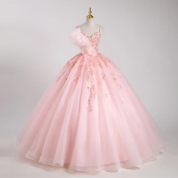 Lovely Blushing Pink Beading Sequins Prom Dresses 2023 Ball Gown Pearl Spaghetti Straps Sleeveless Backless Floor Length Long Prom Formal Dresses