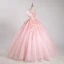 Lovely Blushing Pink Beading Sequins Prom Dresses 2023 Ball Gown Pearl Spaghetti Straps Sleeveless Backless Floor-Length / Long Prom Formal Dresses