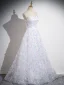 Charming White Appliques Sequins Prom Dresses 2024 A-Line / Princess Strapless Sleeveless Backless Floor-Length / Long Prom Formal Dresses