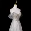 Charmant Glitzernden Silber Strass Pailletten Ballkleider 2025 A Linie Off Shoulder Kurze Ärmel Rückenfreies Lange Festliche Kleider