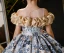 Elegant Sky Blue Printing Birthday Flower Girl Dresses 2024 Ball Gown Scoop Neck Ruffle Short Sleeve Backless Floor-Length / Long