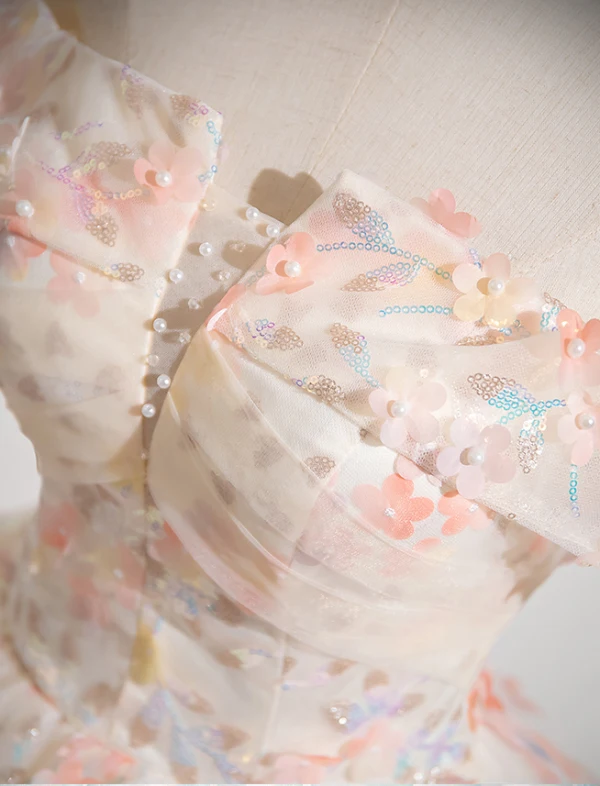 Schöne Rosa Pailletten Applikationen Ballkleider 2024 Ballkleid Off Shoulder Ärmellos Rückenfreies Lange Ball Festliche Kleider