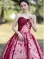 Glamour Rouge Perlage Paillettes Robe De Bal 2025 Robe Boule Bustier Sans Manches Dos Nu Longue Promo Robe De Ceremonie