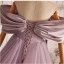 Elegant Lavender Beading Bow Prom Dresses 2024 Ball Gown Off-The-Shoulder Short Sleeve Backless Floor-Length / Long Formal Dresses