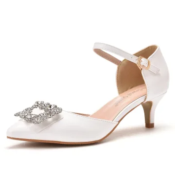 Piękne Białe Rhinestone Buty Ślubne 2022 5 Cm Szpilki Szpiczaste Ślub Wysokie Obcasy