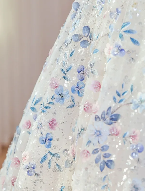 Blomsterfe Himmelen Blå Beading Paljetter Appliques Ballkjoler 2026 Ballkjole Strapless Uten Ermer Ryggløse