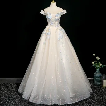 Charmant Champagne Perlage Appliques Robe De Bal 2025 Princesse De L Épaule Manches Courtes Dos Nu Longue Robe De Ceremonie