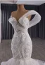 Luxury / Gorgeous White Handmade  Beading Pearl Sequins Rhinestone Wedding Dresses 2025 Trumpet / Mermaid Strapless Sleeveless Backless Court Train