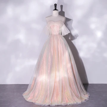 Charmant Rougissant Rose Paillettes Robe De Bal 2022 Princesse Bustier Sans Manches Dos Nu Longue Promo Robe De Ceremonie