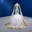 Luxury / Gorgeous High-end Gold Beading Rhinestone Sequins Wedding Dresses 2022 Trumpet / Mermaid Scoop Neck Long Sleeve Floor-Length / Long Wedding