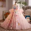 Lovely Flower Fairy Multi-Colors Appliques Blushing Pink Birthday Flower Girl Dresses 2025 Ball Gown Spaghetti Straps Sleeveless Backless Sweep Train