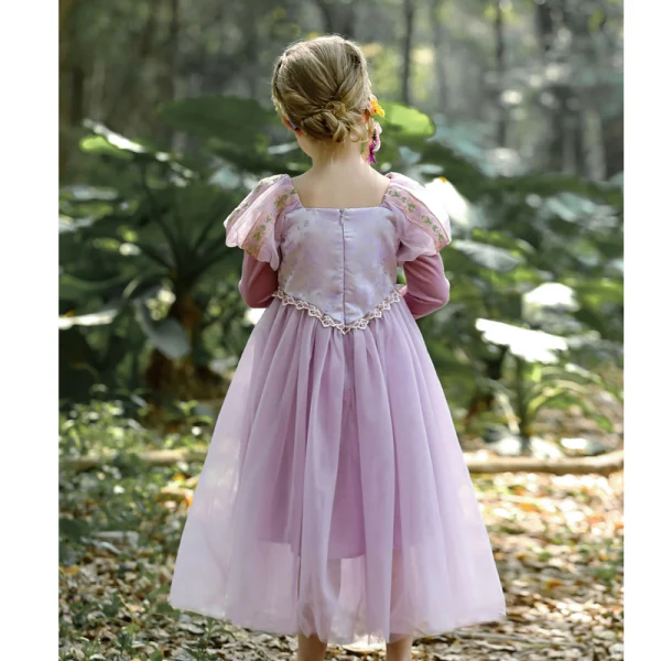 Lovely Lavender Birthday Flower Girl Dresses 2023 A-Line / Princess Square Neckline Short Sleeve Floor-Length / Long Flower Girl Dresses