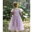 Lovely Lavender Birthday Flower Girl Dresses 2023 A-Line / Princess Square Neckline Short Sleeve Floor-Length / Long Flower Girl Dresses