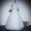 Fashion White Spotted Prom Dresses 2023 A-Line / Princess Off-The-Shoulder Short Sleeve Backless Floor-Length / Long Prom Formal Dresses