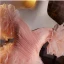 Charmant Rougissant Rose Volants en Cascade Robe De Bal 2024 Princesse De l'épaule Manches Courtes Dos Nu Train De Balayage Promo Robe De Ceremonie