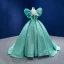 High-end Mint Green Prom Dresses 2022 Ball Gown Scoop Neck Puffy Short Sleeve Backless Chapel Train Formal Dresses