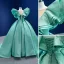 High-end Mint Green Prom Dresses 2022 Ball Gown Scoop Neck Puffy Short Sleeve Backless Chapel Train Formal Dresses