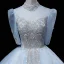 Elegant Sky Blue Beading Sequins Prom Dresses 2022 Ball Gown High Neck Short Sleeve Backless Floor-Length / Long Prom Formal Dresses