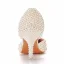Eleganta Aprikos / Beige Pärla Brudskor 2023 Spetsiga 7 cm Stilettklackar Bröllop Sandaler Högklackade