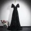 Éclatant Bordeaux Paillettes Robe De Soirée 2026 Princesse V-Cou Manches Courtes Dos Nu Longue