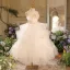 Lovely White Cascading Ruffles Appliques Birthday Flower Girl Dresses 2025 Ball Gown Scoop Neck Sleeveless Backless Floor-Length / Long