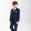 Navy Blue Long Sleeve 6-piece Wedding Boys Wedding Suits 2025 Body Jewellery Coat Pants Shirt Tie Vest