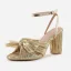 Sexy Gold Street Wear Bow Womens Sandals 2022 Ankle Strap 10 cm Thick Heels Open / Peep Toe Sandals High Heels