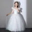 Cinderella White Butterfly Appliques Prom Flower Girl Dresses 2022 Ball Gown V-Neck Short Sleeve Backless Floor-Length / Long Flower Girl Dresses