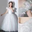 Cinderella White Butterfly Appliques Prom Flower Girl Dresses 2022 Ball Gown V-Neck Short Sleeve Backless Floor-Length / Long Flower Girl Dresses