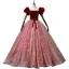 Elegant Burgundy Prom Dresses 2022 Ball Gown Off-The-Shoulder Puffy Short Sleeve Bow Sash Backless Floor-Length / Long Formal Dresses