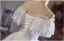 Vintage Weiß Spitze Blumen Satin Brautkleider / Hochzeitskleider 2024 A Linie Off Shoulder Kurze Ärmel Rückenfreies Lange Hochzeit