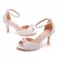 Elegant White Pearl Ankle Strap Wedding Shoes 2025 7 cm Stiletto Heels Open / Peep Toe Wedding Sandals High Heels
