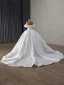 High-end Elegant White Pearl Satin Wedding Dresses 2025 Ball Gown Off-The-Shoulder Short Sleeve Backless Chapel Train Wedding