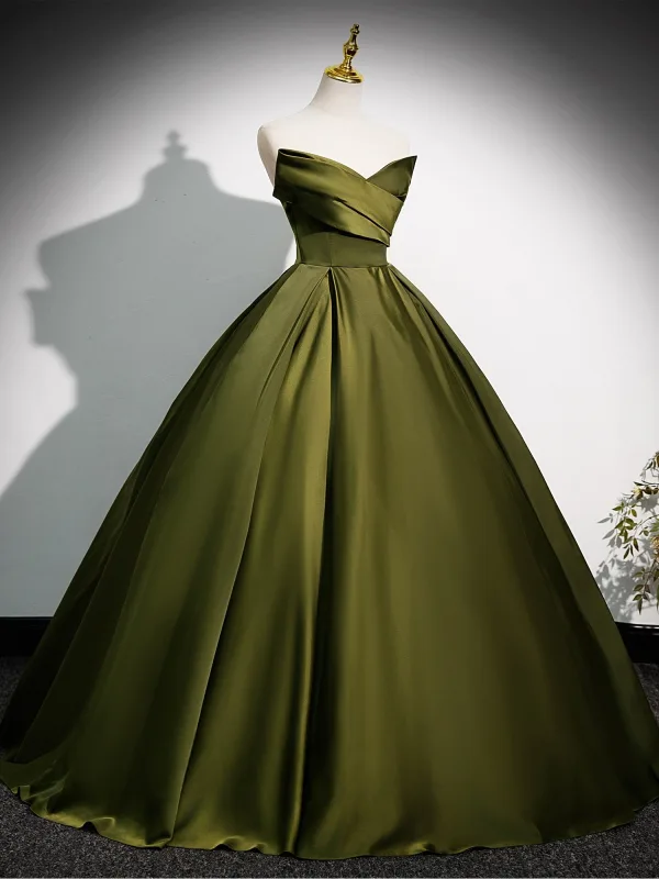 best support for backless dress A Line V Neck Backless Green Lace Long Prom Dresses with High Slit, Gr –  Shiny Party main image 1