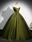 Vintage Olivgrün Satin Ballkleider 2025 Ballkleid Bandeau Ärmellos Rückenfreies Lange Ball Festliche Kleider