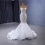 Luxury / Gorgeous Sexy White Beading Pearl Glitter Wedding Dresses 2023 Trumpet / Mermaid Strapless Sleeveless Backless Sweep Train Wedding