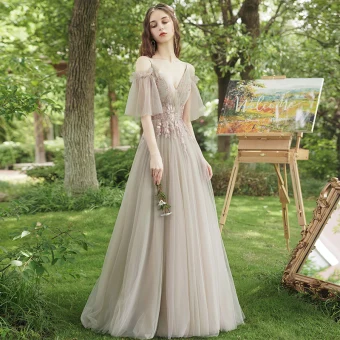 Chic Belle Vert Cendré Paillettes En Dentelle Fleur Robe Demoiselle D Honneur 2023 Princesse Bretelles Spaghetti Manches Courtes Dos Nu Longue Robe Demoiselle D Honneur