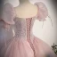 Charmant Rougissant Rose Perlage Paillettes Robe De Bal 2023 Robe Boule Encolure Carrée Manches Courtes Dos Nu Longue Promo Robe De Ceremonie