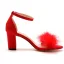 Simple Rougissant Rose Vêtement de rue Désinvolte Été Sandales Femme 2023 Bride Cheville Plumes 7 cm Talons Épais Peep Toes / Bout Ouvert Sandales Talons Hauts