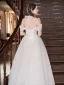 Elegant White Lace Flower Wedding Dresses 2025 A-Line / Princess Off-The-Shoulder Sleeveless Backless Floor-Length / Long Wedding