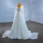 Haut de Gamme Charmant Blanche Perlage Paillettes Robe De Mariée 2022 Princesse V-Cou Manches Longues Dos Nu Train De Balayage Mariage