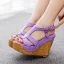 Fashion Purple Street Wear Womens Sandals 2025 T-Strap 12 cm Wedges Open / Peep Toe Sandals High Heels