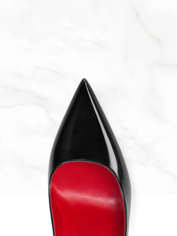 Sexy Black Evening Party Red Sole Leather Pumps 2023 12 cm Stiletto Heels Pointed Toe