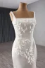 Haut de Gamme Blanche Paillettes Fleur Satin Robe De Mariée 2024 Trompette / Sirène Encolure Carrée Sans Manches Dos Nu Chapel Train Mariage