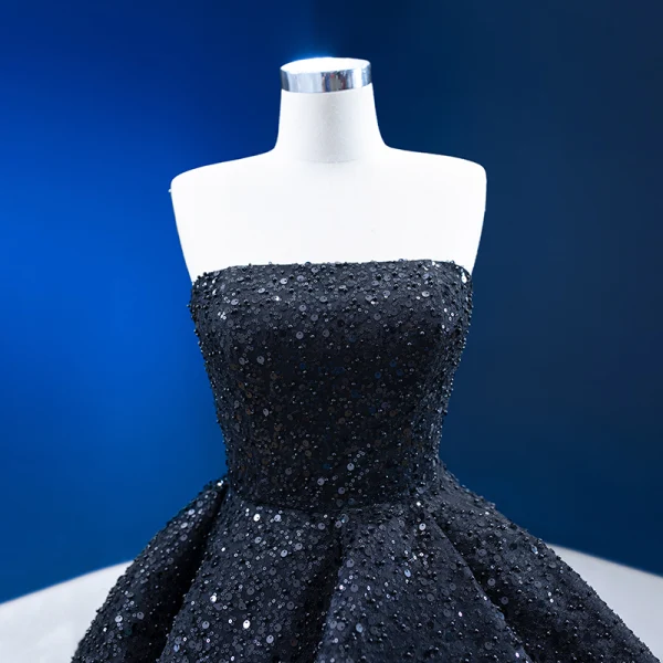 Sexy Black Handmade  Beading Pearl Sequins Asymmetrical Evening Dresses 2023 Strapless Sleeveless Backless Evening Party Formal Dresses